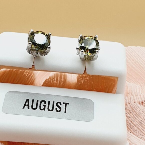 Birthstone S925 Sterling Silver CZ Stud Earrings for Women/Girl, US1925… - Picture 1 of 14